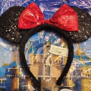 Black and Red sequin Disney ears headband